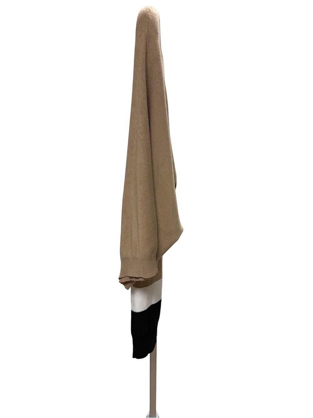 Lightweight Tan V-Neck Sweater with Black & White Trim - Picture 2 of 4